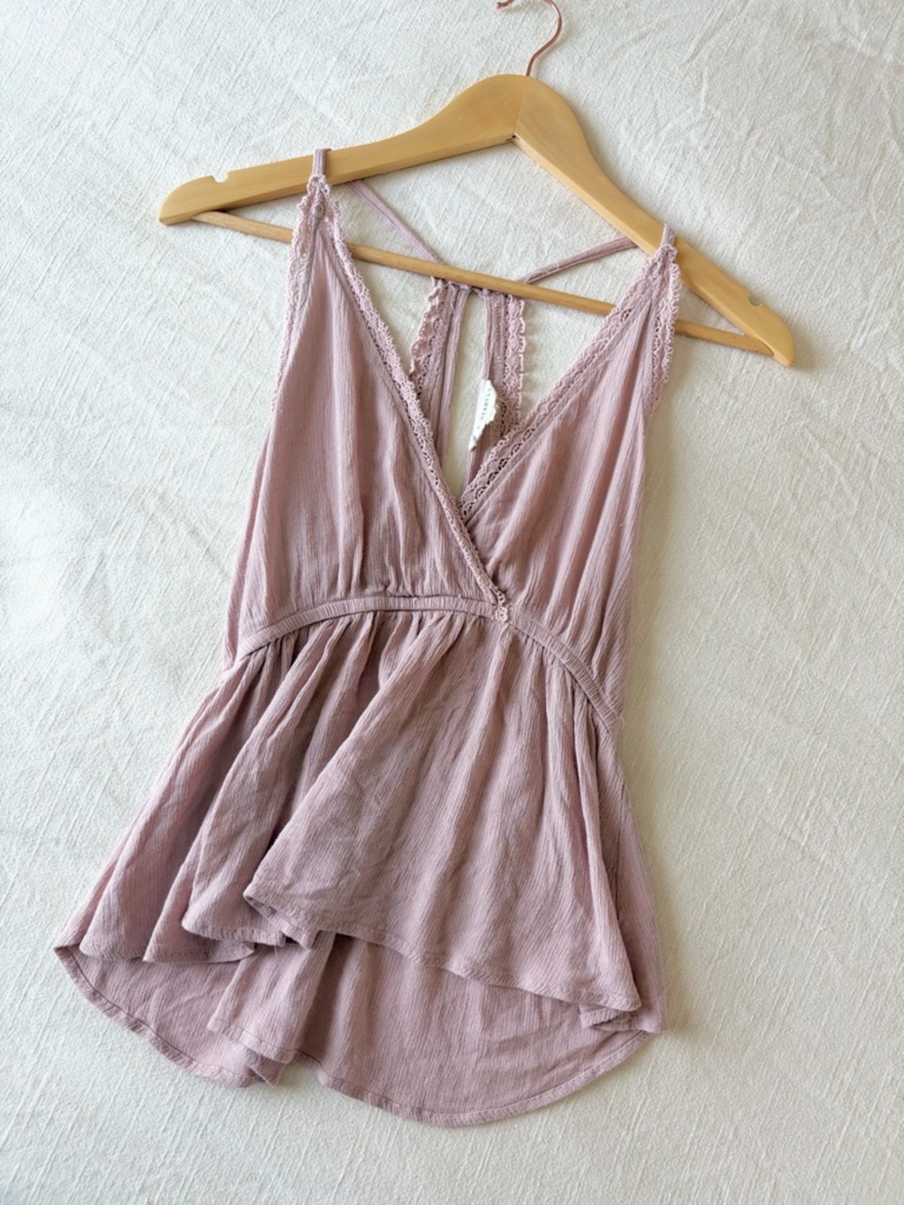 La Hearts | Lace-Trim Mauve Tank Top